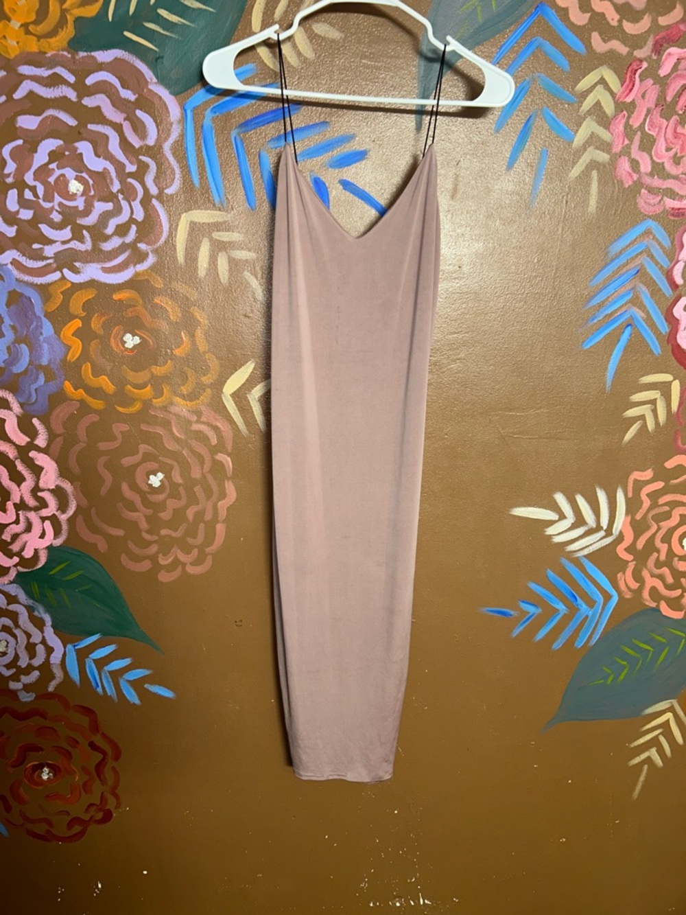 Women's Slip Midi Dress in Mauve Pink - Minimalist Spaghetti Strap